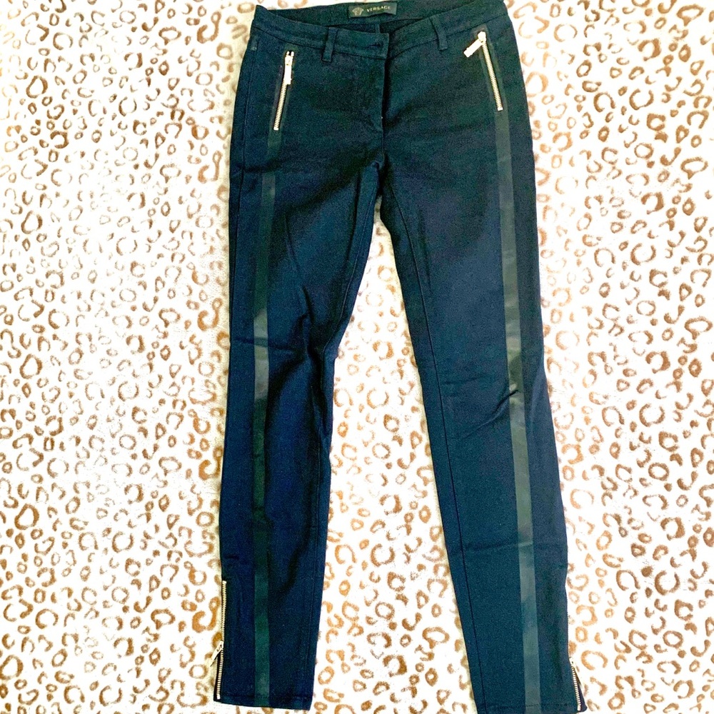 Versace slim jeans w/stripes, Black